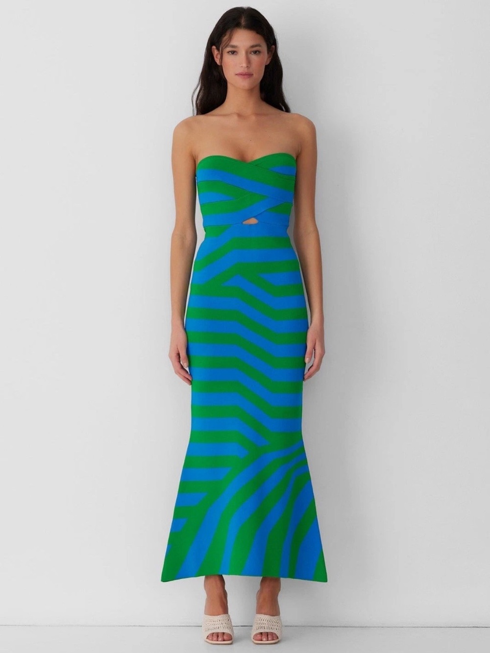 The Wolf Gang Aude Maxi Dress in Aqua Blue and Green size m